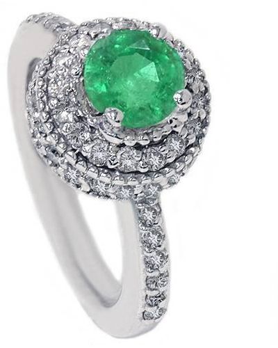 Pompeii3 1 1/10ct Emerald Diamond Vintage Ring - Green