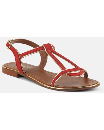 Rag & Co Feodora Red Flat Slip-on Sandals - Orange