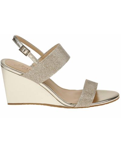 Badgley Mischka Nisa Glitter Metallic Wedge Sandals - White