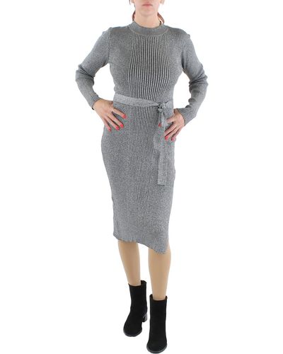 Bcx Juniors Knit Ribbed Sweaterdress - Gray