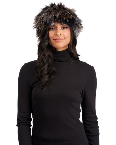 Gorski Silver Fox Knit Head Band - Black