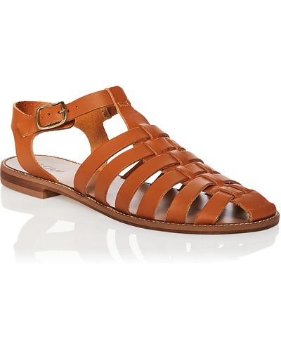 Aqua Earth Leather Covered Toe Ankle Strap - Brown