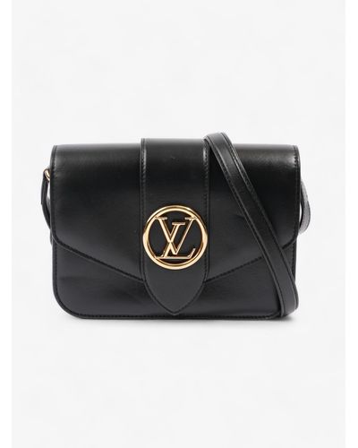 Louis Vuitton Pont 9 Calfskin Leather Shoulder Bag - Black