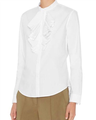 NSF Ruffled Long Sleeve Shirt Blouse - White
