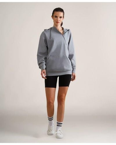 Members Only Taylor Double Zipper Pullover Oversized Hoodie - Gray