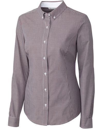 Cutter & Buck Ladies' L/s Epic Easy Care Gingham Shirt - Purple
