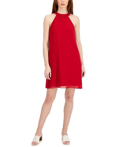 BarIII Sleeveless Mini Halter Dress - Red