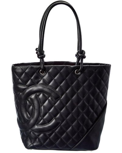Chanel Black Quilted Lambskin Leather Medium Cambon Tote (authentic Pre-owned)