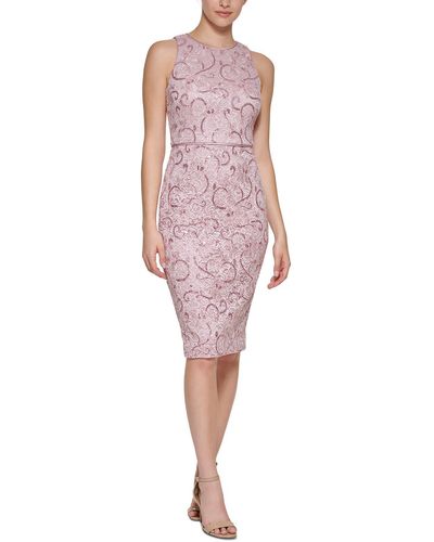 Vince Camuto Lace Sequined Sheath Dress - Pink