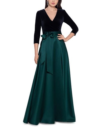 Xscape Petites Velvet Maxi Evening Dress - Green