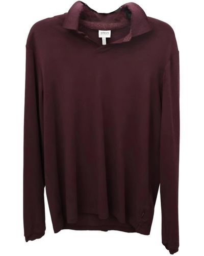 Armani Long Sleeve Polo Shirt - Purple