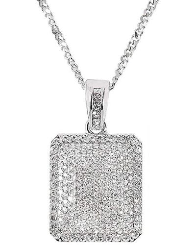 Stephen Oliver Silver Plated Cz Tag Necklace - White