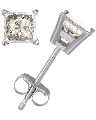 Vir Jewels 2/3 Cttw Princess Cut Diamond Stud Earrings 10k White Gold 4 Prong With Push Backs - Metallic
