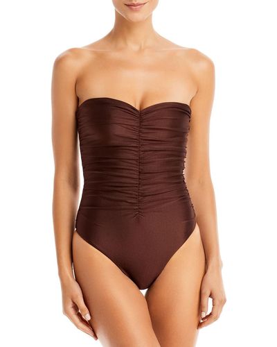 JADE Swim Yara Strapless Gathered One-piece Swimsuit - Brown