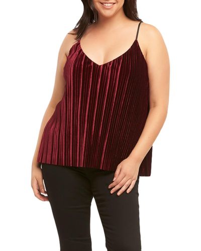 Tart Collections Plus Maren Pleated Spaghetti Strap Tank Top - Red