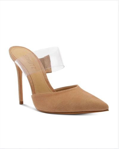 SCHUTZ SHOES Sionne Suede And Vinyl Mule - White