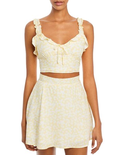 Charlie Holiday Fable Top Floral Sleeveless Halter Top - White