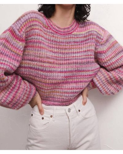 Z Supply Prism Metallic Stripe Sweater - Pink