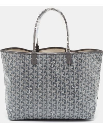 Goyard Ine Coated Canvas And Leather Saint Louis Pm Tote - Gray