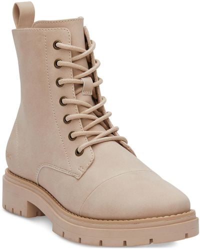 TOMS Alaya Faux Leather Ankle Combat & Lace-up Boots - Natural