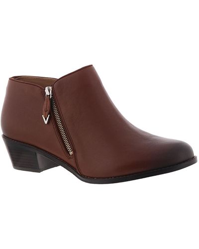 Vionic Jolene Leather Stacked Booties - Brown