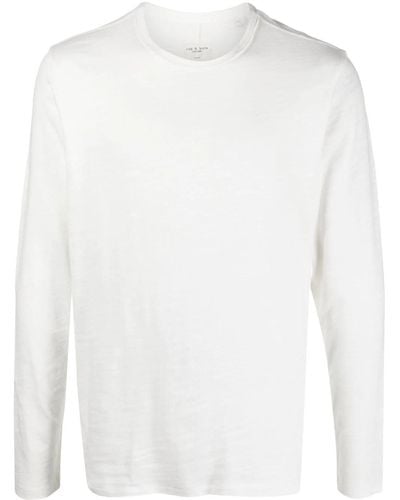 Rag & Bone Knit Long Sleeve Cotton T-shirt Pullover - White