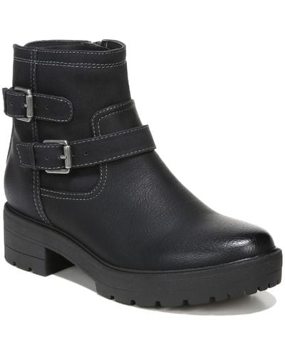 SOUL Naturalizer North Faux Leather Buckle Ankle Boots - Black