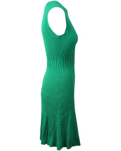 Opening Ceremony Green Rib Knit Fit And Flare Dress