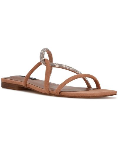 Nine West Meaa 2 Shimmer Open Toe Slide Sandals - Brown