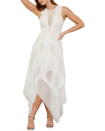 BCBGMAXAZRIA Andi Lace Evening Dress - White