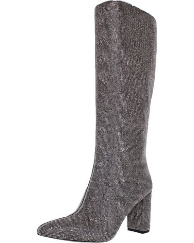 INC Paiton2 Crystal Block Heel Knee-high Boots - Gray