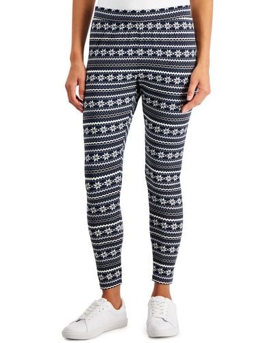 Style & Co. Knit Printed Leggings - Blue