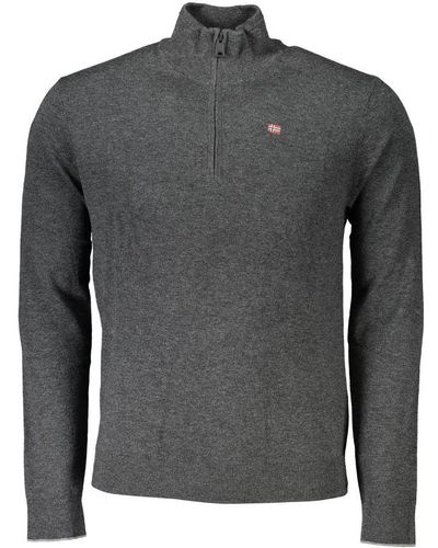 Napapijri Chic Half-zip Embroide Sweater - Gray