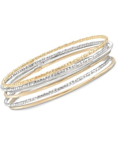 Ross-Simons Two-tone Sterling Silver Jewelry Set: 6 Bangle Bracelets - Natural