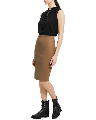 Theory Faux Leather Midi Pencil Skirt - Black