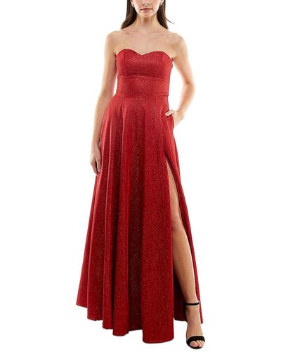 B Darlin Juniors Glitter Strapless Evening Dress - Red