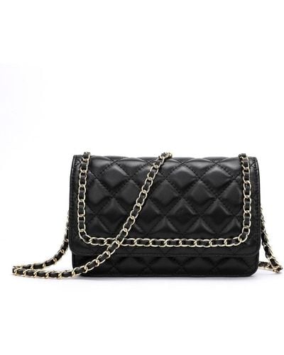 Tiffany & Fred Quilted Sheepskin Leather Crossbody - Black