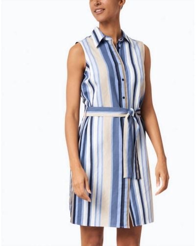 Vilagallo Banus Stripe Sleeveless Shirt Dress - Blue