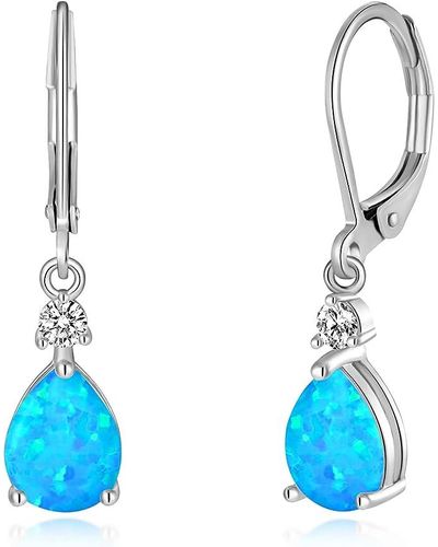 Liv Oliver 18k Gold Opal Drop Earrings - Blue