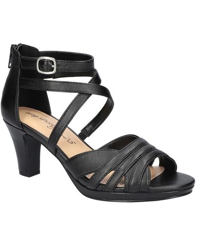 Easy Street Crissa Faux Leather Strappy Ankle Strap - Black