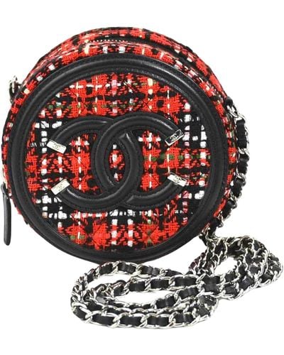 Chanel Ronde Tweed Shoulder Bag (pre-owned) - Red