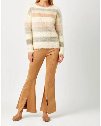 Mystree Fuzzy Stripe Sweater - Natural