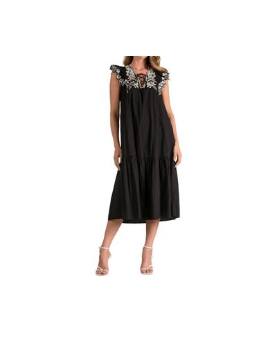 Elan Embrodiered Dress - Black
