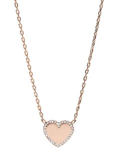 Fossil Rose Gold-tone Pendant Necklace - Pink