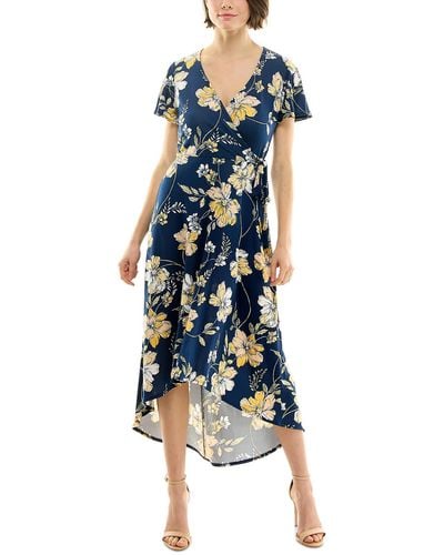 Bcx Floral Print Jersey Fit & Flare Dress - Blue