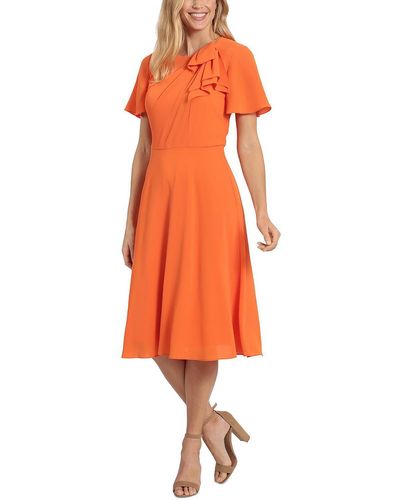 London Times Party Midi Fit & Flare Dress - Orange