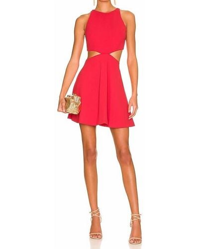 Alice + Olivia Cara Crepe Fit & Flare Round Neckline Cut Out Mini Dress - Red
