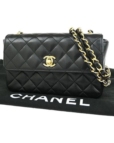 Chanel Mini Matelassé Leather Shoulder Bag (pre-owned) - Black