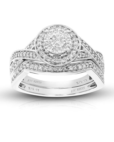 Vir Jewels 2/5 Cttw Round Cut Lab Grown Diamond Wedding Engagement Ring Bridal Set .925 Sterling Prong Set - Gray