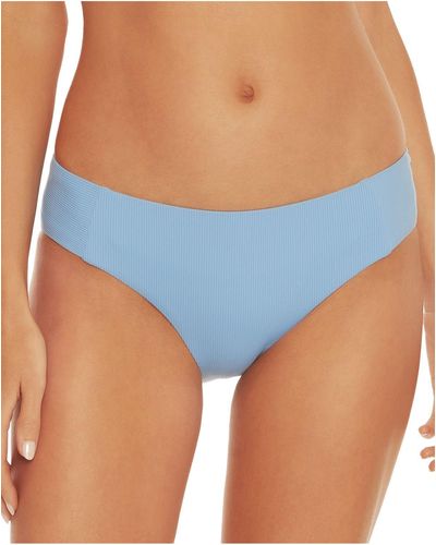 Becca Ribbed Cheeky Bikini Swim Bottom - Blue
